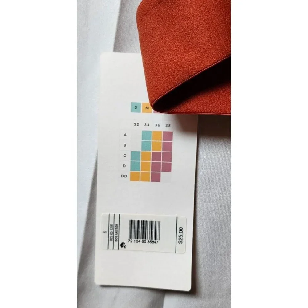 New Lively Women's Orange Wireless Sheer Bra Adjustable Straps Hook & Eye Size S